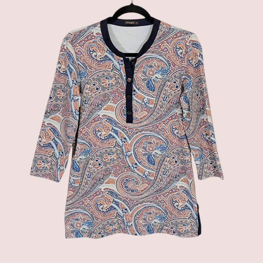 J McLaughlin Biscayne Catalina Cloth Tunic Top Womens Medium Paisley Bohemian‎